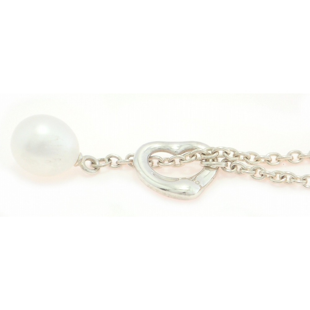TIFFANY Co Elsa Peretti Open Heart Lariat Freshwater Pearl Pendant Necklace - Picture 1 of 5
